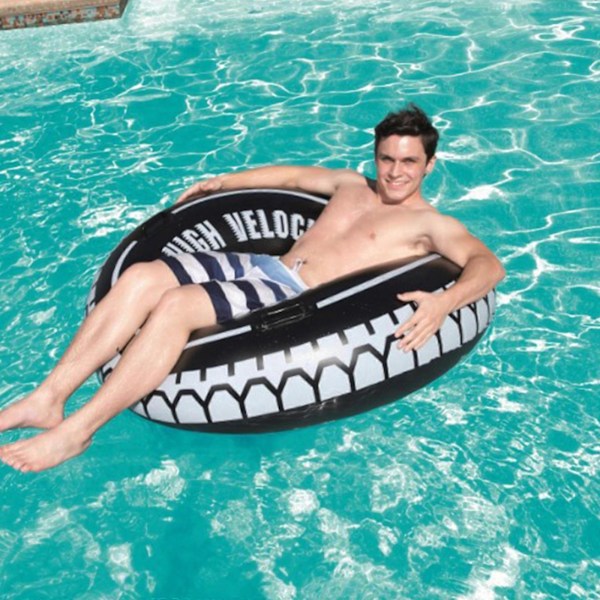 Uppblåsbar Badring Donut Gummi Ring Flyt Däck Strand Pool Leksak för Barn och Vuxna 90# with handle