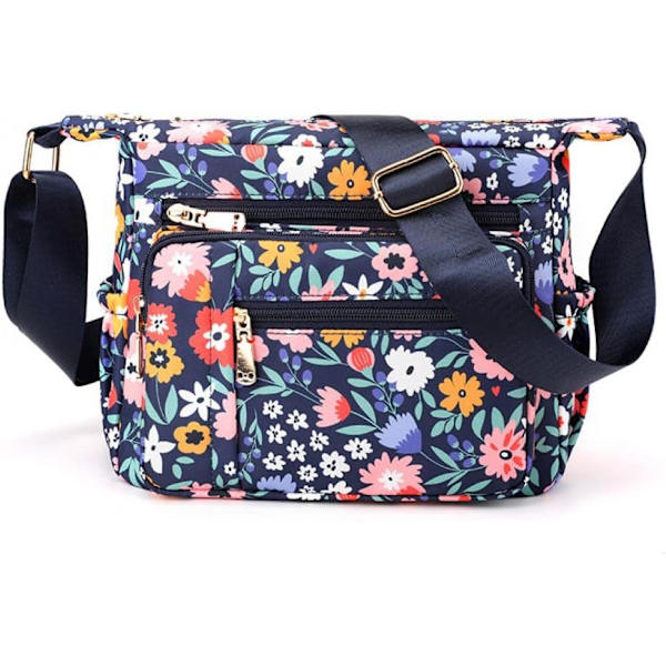 Crossbody tasker til kvinder, stor multi-lomme casual rejsetaske, messenger tasker til shopping, vandreture, daglig brug (Rose Flower)