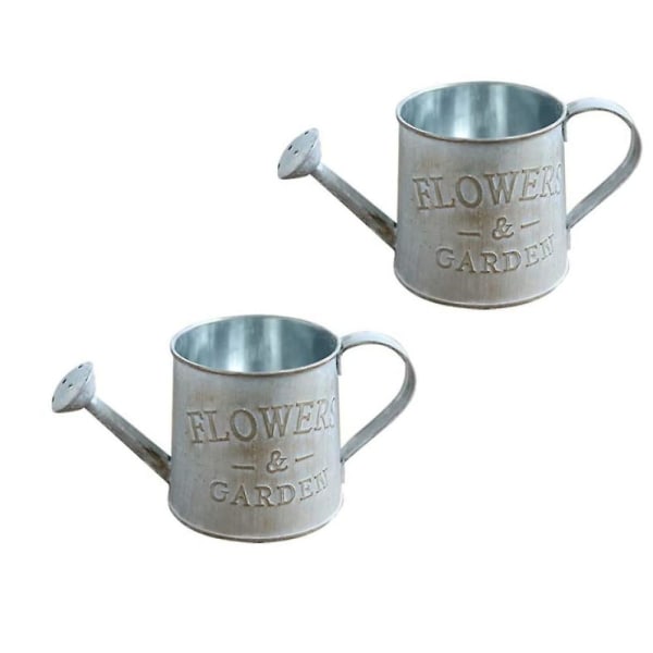 2 stycken Vintage Blomvas Vattning Kan Mini Järn Blomkruka Shabby Chic Dekorativ Lanthus Vas Rustik Metall Hink Planter Kaktus Succulent