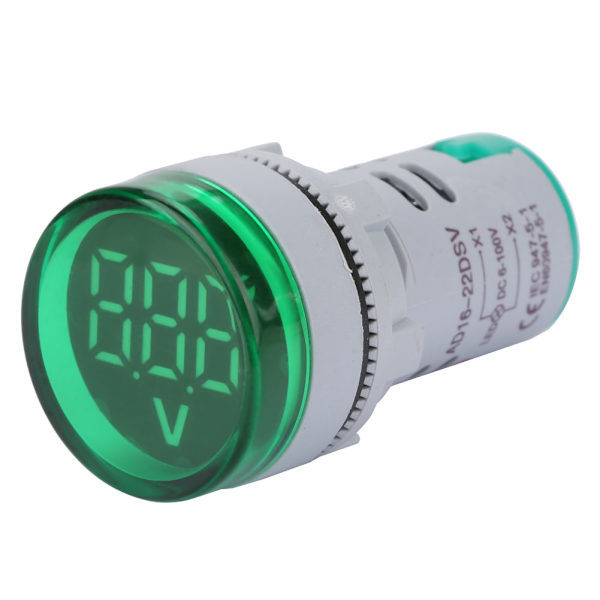 LED Digital DC Voltmeter Rund Indikator Signallys Spændingstester Grøn