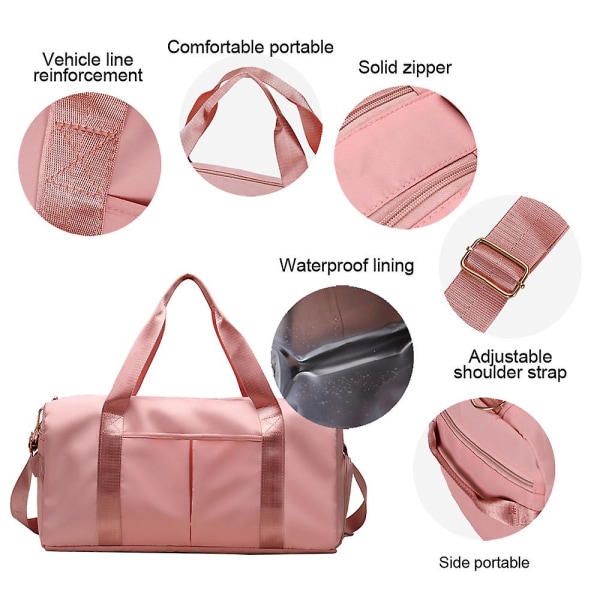 Travel Duffel Bag, Sports Gym Bag, Skulder Weekender Overnight Bag Til Damer Pink