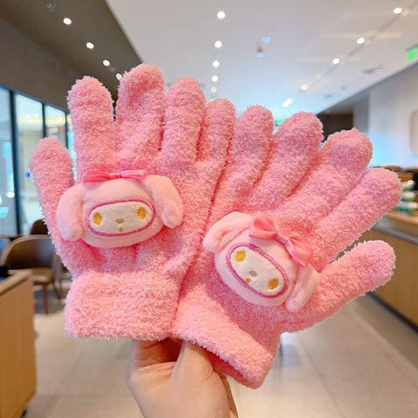 KZQ-1 Par Kuromi Melody Cinnamoroll Kt Kat Handsker Efterår Vinter W Pink Pink