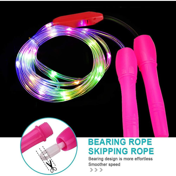 2 stk Glowing Hoppestøkk Tau for Barn, 2 i 1 Trenings Hoppestøkk Tau Lysende Leke Gløder i Mørket Blinkende Gave til Barn Voksne Fest, Hold deg i Form