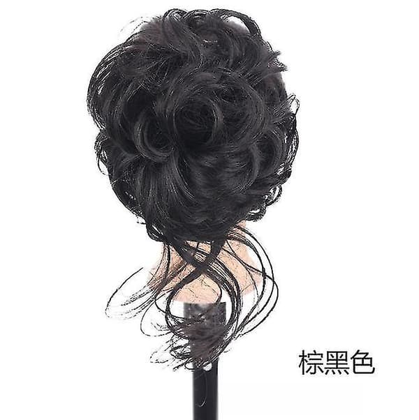 Hårbit med klämma, bulle hårbit, lockig hår scrunchie med hår, chignon voluminös hårbit, jag Brown black
