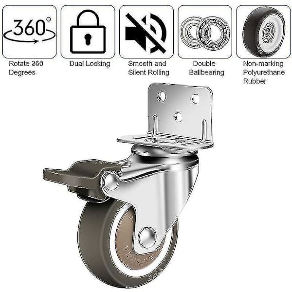 Sett med 4 50 mm svingbare hjul, 100 kg møbelhjul, L [DB]