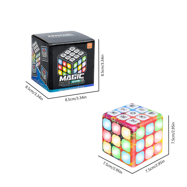 Ny design blinkande kub-minnesspel LED-blinkande pusselkub Sensory Fidget Cube med 5 hjärnspel Lyser upp Handhållen Cube Fidget Toy For Stre A