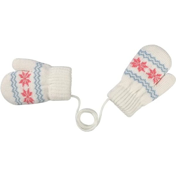 Baby och småbarn varma vantar magiska stretchvantar handskar på snöre pojkar flickor stickade vantar tjock fleecefoder nyfödda vantar helfingerhandskar