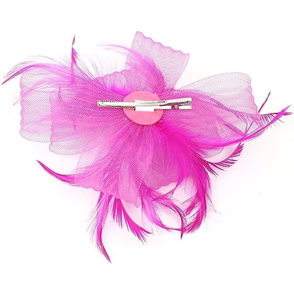 Dame Fascinator Hatt Blomst Bryllup Fascinator Hodebånd Fjær Brude Hodeplagg Hodeplagg Hatt Bowler Mini Topphatt Hårspenner rose red