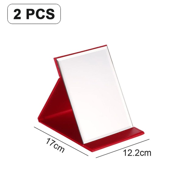 Lite sammenleggbart reisespeil, rektangel Kompakt bærbart lommespeil i rødt