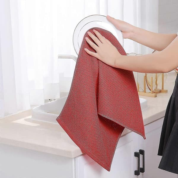 6-pak bomuldsvaffelvævede køkkenviskestykker, ultrabløde absorberende hurtigtørrende viskestykker rød 34*73cm Red 34*73cm