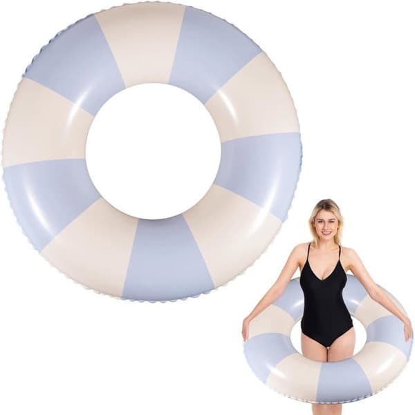 Oppblåsbar svømmering for voksne, sommerflåte, retrostripet PVC-bassengtilbehør, 75 cm oppblåst diameter