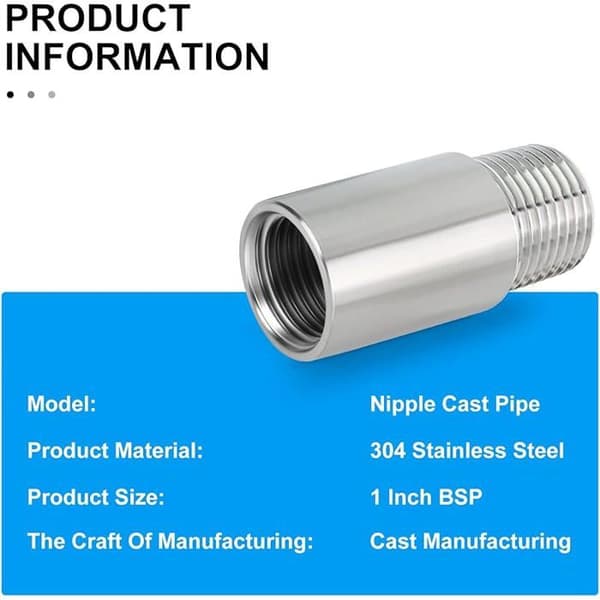 2 stk. 100 mm 1\" hun x 1\" han BSP nippel støbt rør 304 rustfrit stål rørfittings