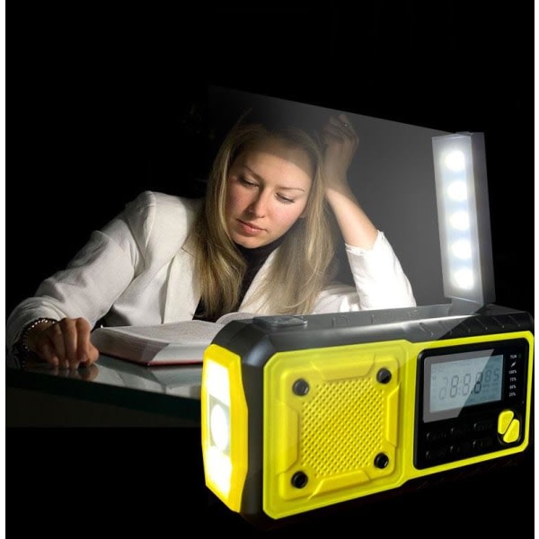 Krankradio 4000mAh Powerbank med LCD-skærm, solceller, lommelygte-WELLNGS