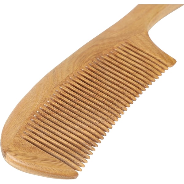 Onedor håndlaget trekam i grønt sandeltre - 100 % naturlig, antistatisk og duftende hårfjerner for menn og kvinner (fintannkam)