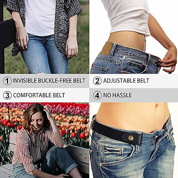 2 stk. spænde-fri elastisk bælte komfortabel justerbar usynlig stræk talje bælte til jeans shorts bukser til taljeomkreds 60 - 100cm