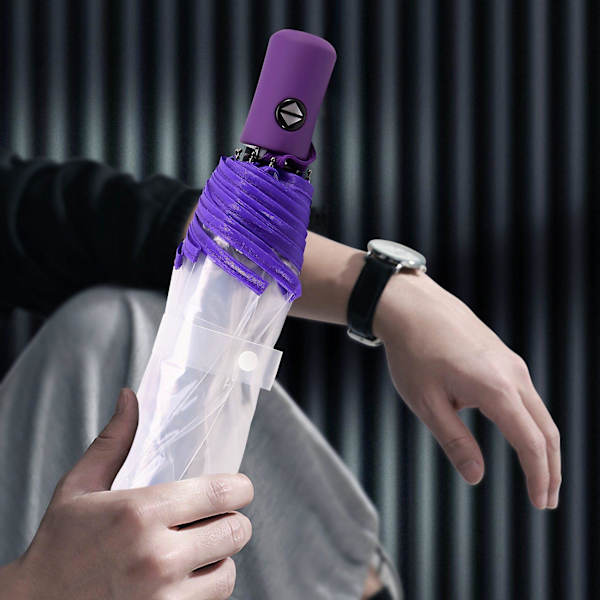 Transparent paraply Automatisk paraply Kvinder Mænd Auto paraply Sammenklappelig Vindtæt Stil Klar paraply