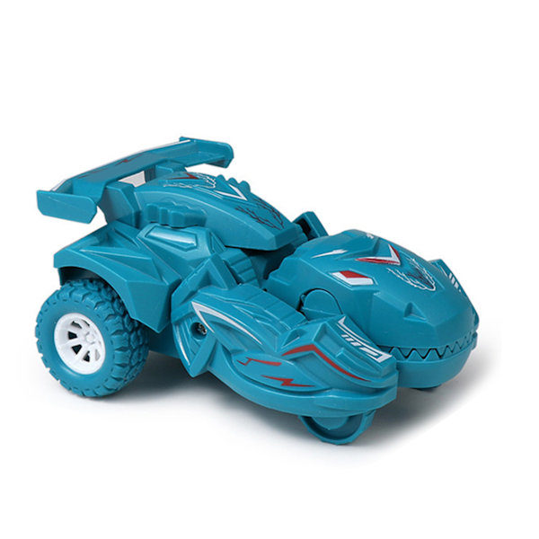 Dinosaurie Transformerande Bil Realistisk Deformation Inertial Scooter Småbarn Barn Leksak Cyan
