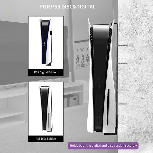 PS5 vægbeslagssæt, PS5 vægbeslag med controllerholder kompatibel med PS5/NS/PS4/Xbox controllere - PS5 tilbehør