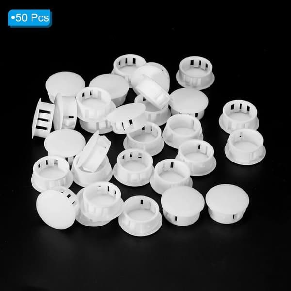 Plastikkhullplugger, 50 stk 20 mm (13/16\") runde innfelte skruehullplugger, hvit