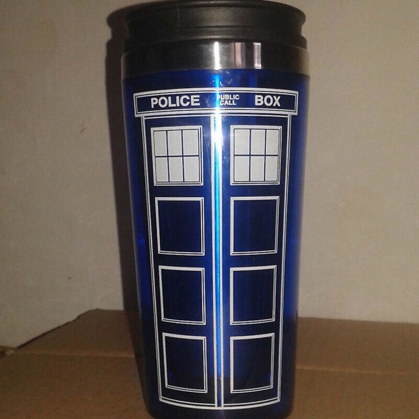 Doctor Who Travel Coffee Mug - Tardis Isolated Tumbler Cup 16oz flaska