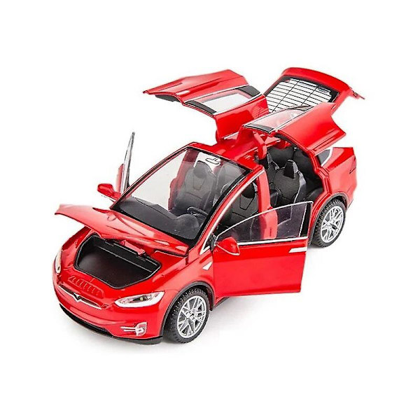 1/32 Tesla Model X 90d SUV Leikkiautomalli Valettu Metalli Miniatyyri Ääni & Valo Vetotakaisin 1:32 Kokoelma Lahja Pojalle Lapselle TESLA MODEL X Red