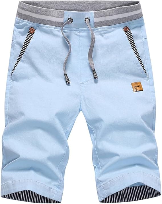 Sommershorts for menn i bomull med elastisk linning