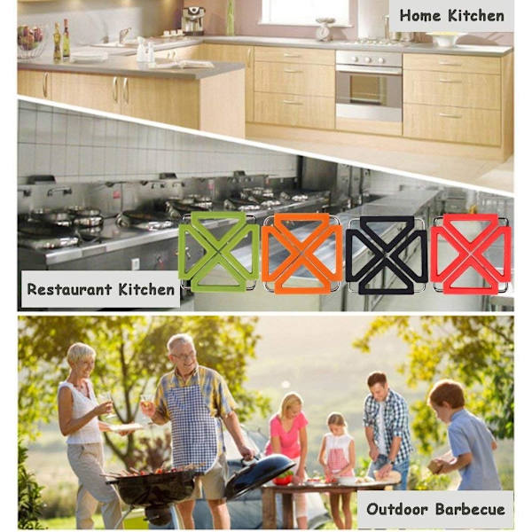 Underlägg för heta kastruller, expanderbar silikonunderlägg värmebeständiga kökstillbehör (2-pack) Orange