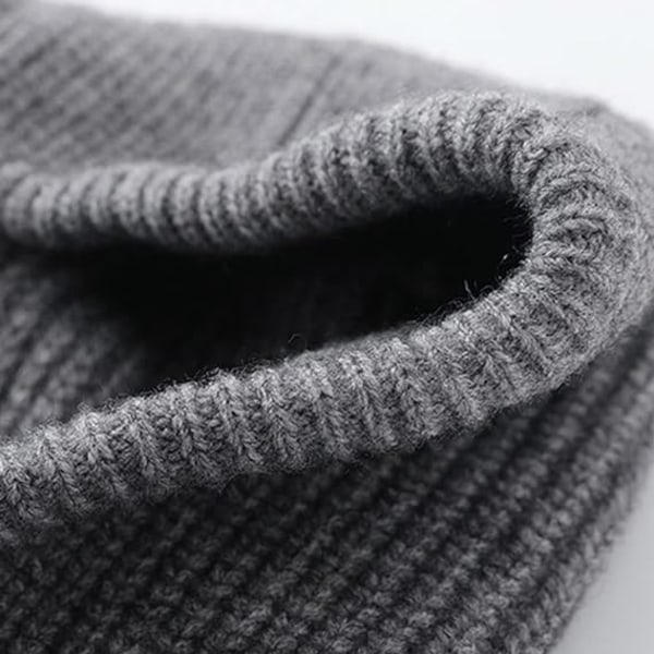 Balaclava strikket pullover hætte vinter varm hætte tørklæde hue til kvinder mænd (sort)