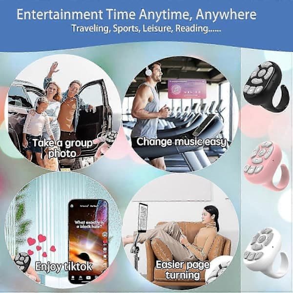 Tiktok Scrollningsring Trådlös Bluetooth Fingertopps Fjärrkontroll, Scrollningsfjärrkontroll för iPhone iPad iOS Android(h}) Vit White