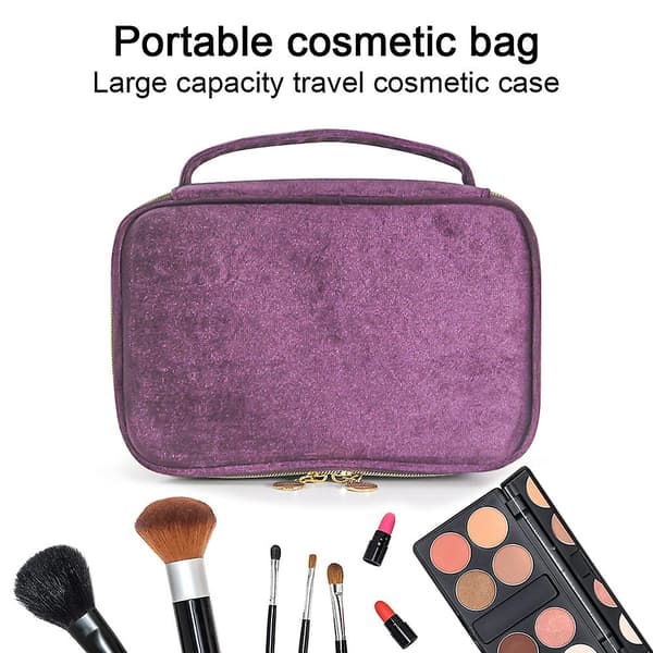 Makeup taske, rejse makeup organizer kosmetiske børste tasker Purple