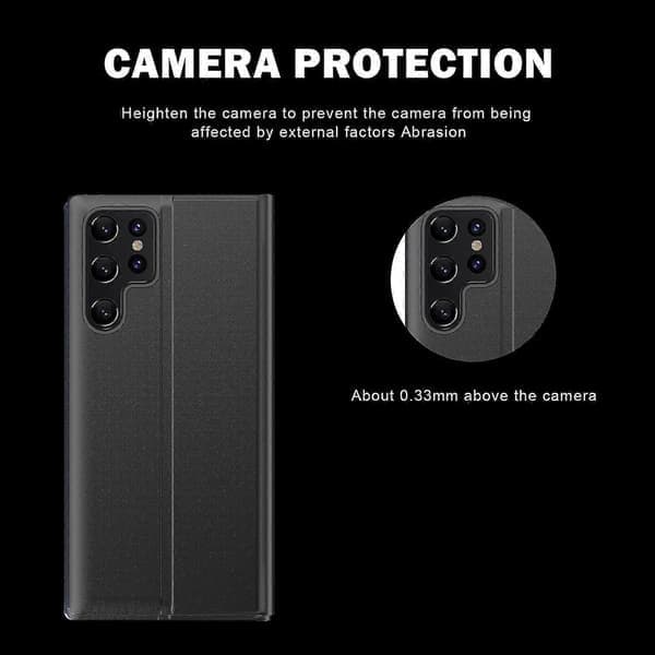 Til Samsung Galaxy S24 Ultra Cover PC + PU Læder Display Vindue Flip Stand Telefonbeskyttelse Red
