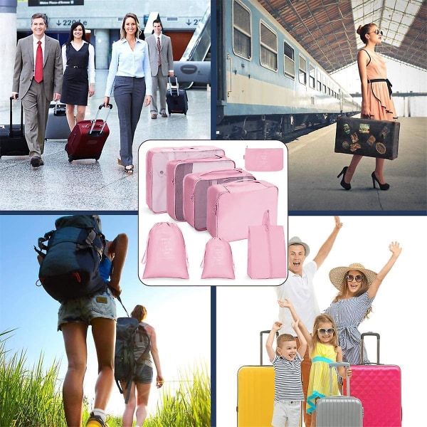 Pakkekuber Bagasjepakkeorganisatorer for reisetilbehør Pink