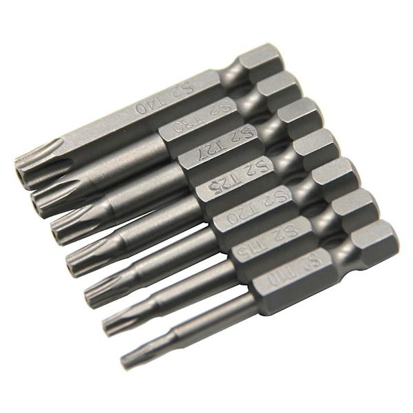 5-sakaraiset turvatähden Torx-ruuvimeisselin kärjet, sarja T10-t40, 2 tuuman pituus, 7 kpl