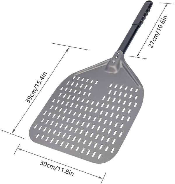 12 tums Perforerad Pizzaspade, Professionell Rektangulär Pizzaspade, Hårdanodiserad Aluminium Vändbar Pizzaugnspade 12x14 tums Blad
