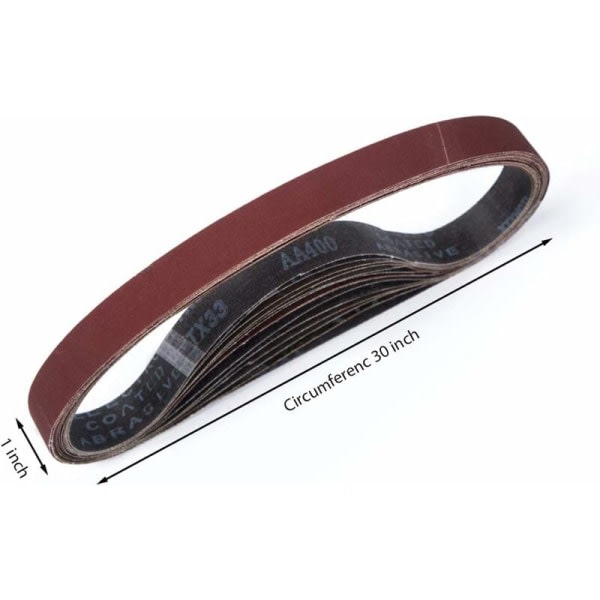15 slipband, 25 x 762 mm, blandade slipband (3x Korn 80/120/150/240/400)