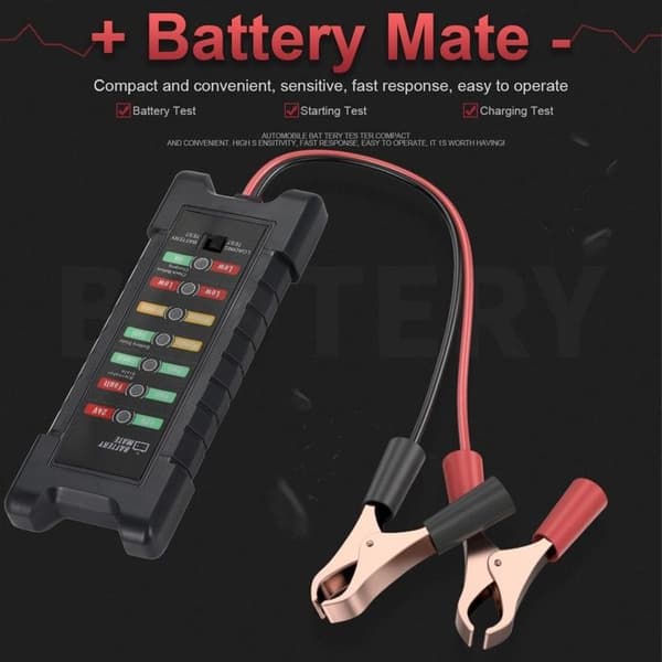1 stk 12V 24V Bilbatteritester, Bilgenerator Tester, Batterikontroller