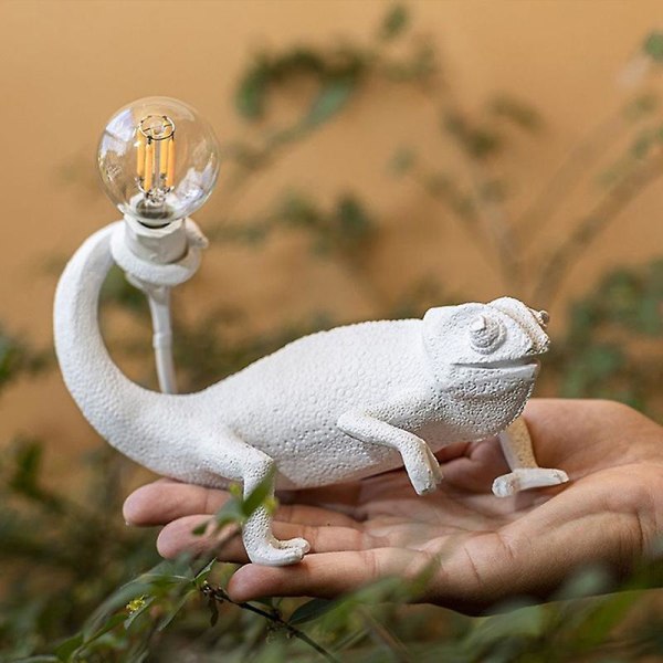 Kamæleon Lampe Soveværelse Resin Kamæleon Skrivebordslampe Sengelampe Væglampe UK Plug Upward Wall Lamp