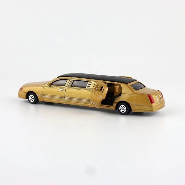 1:60 Scale Diecast Metal Lelu Ajoneuvon malli Stretch Lincoln Limousine Luxury Opetusautokokoelma Lahja Lasten Ovet Avattavat Gold