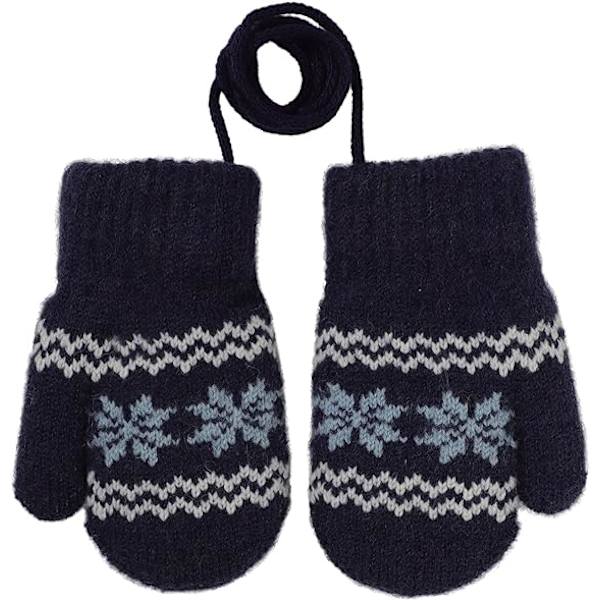 Baby Toddlers Varm Vantar Magic Stretch Vantar Handskar på Snöre Pojkar Flickor Stickade Vantar Tjockna Fleece Foder Nyfödda Vantar Full Finger Vantar