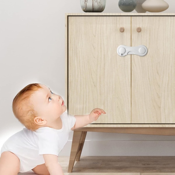 10 stk. skabslåse til børn, børnesikringer til køkkenskabe, nemme at installere, babysikringer, egnet til skabe
