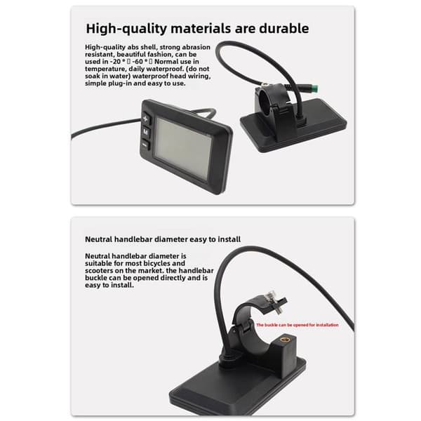 Elcykel display computer - SALALIS - LCD skærm - Regntæt stik - 5 kerner - Smart display - Sort