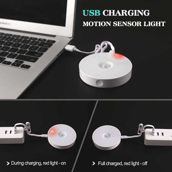 Vinterkampanj, LED-nattlampa, magnetisk inomhus rörelsesensorlampa med gratis självhäftande dynor, fäst var som helst, USB-laddningsbar trådlös sensor | Varm