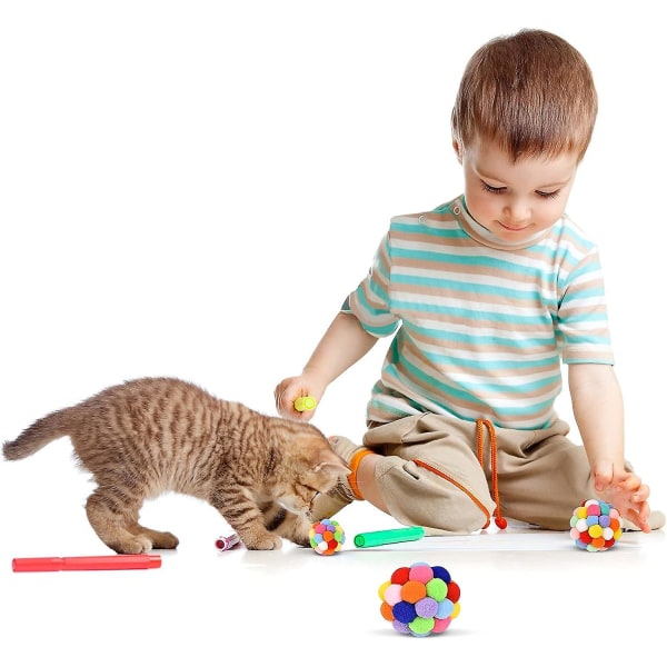 Kissan lelupallot kellolla, värikkäät pehmeät sumeat pallot sisäänrakennettu kello kissoille, purulelut Interaktiiviset kissanlelut sisäkissoille ja kissanpennuille