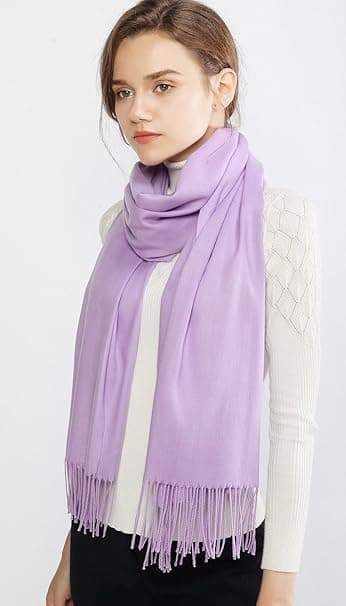 Dam Pashmina Sjalar och Wraps för Bröllopssjalar för Kvinnor Vinter (Lavendel)