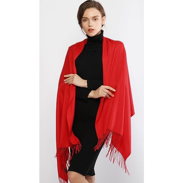 Dames Sjal Pashmina Sjal og Wraps til Bryllup Sjal til Kvinner Vinter(Rød)