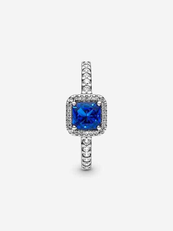 Pandora – Blå Square Sparkle Halo-ring – Sterling sølv Circumference: 54mm