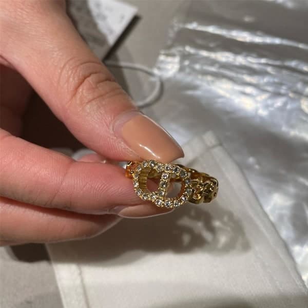 Öppen justerbar CD-bokstavslogotyp inlagd diamantutskuren ring damring ring Betterlifefg