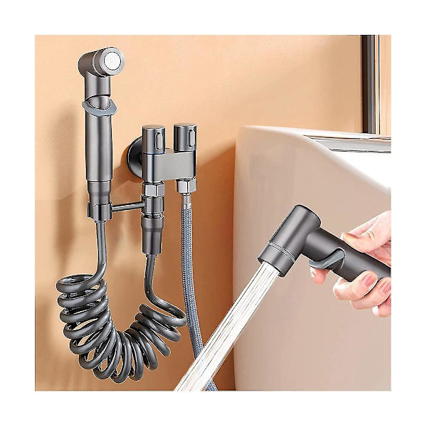 1-i-2-ud-dobbelt kontrolventil Mini multifunktionshane Mini brusetryk badeværelsesarmatur sæt til bidet og bruser-c