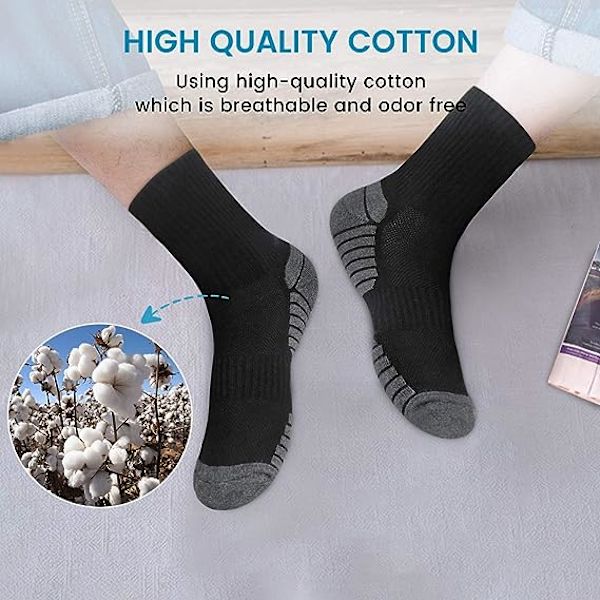 Herrstrumpor Fukttransporterande Andas Vadderade Bekväma Casual Crew Strumpor Utomhus Multipack Prestanda Vandring Trekking Walking Athletic Strumpor 6 Par