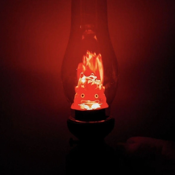 Howl's Moving Castle - Hængende Calcifer, Nattlys, Flamme Nattlampe Led Flammelys Sengelampe Anime Nattlys Bordlampe Hjemmedekor Og Krist red